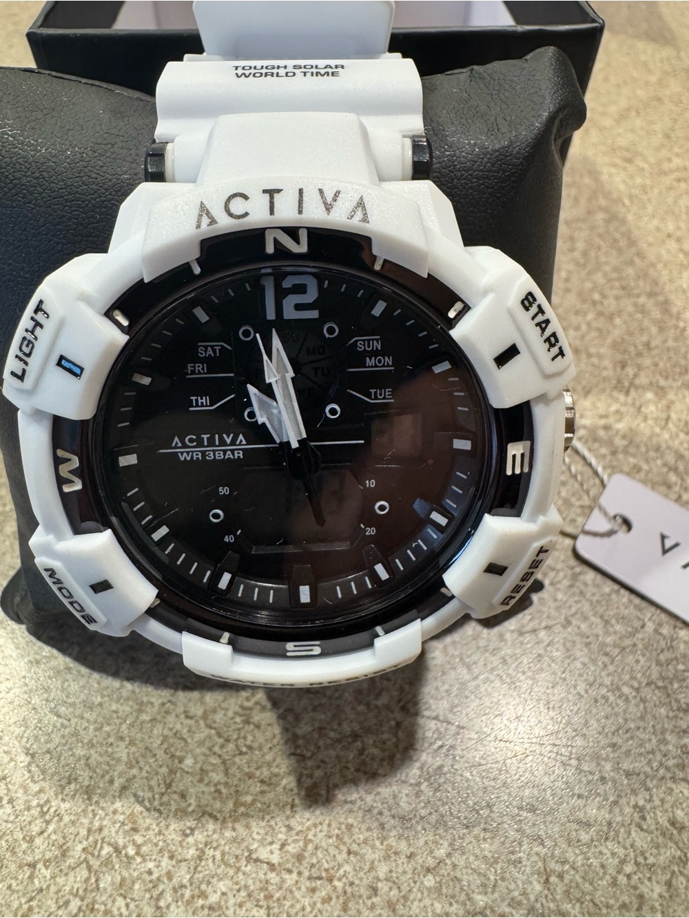 ACTIVA White Sport Watch with Black Dial